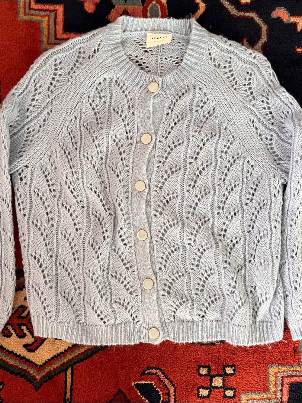 Sezane Wool Sweater with Gold Accent Buttons